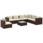 Set Divani da Giardino 8 pz con Cuscini in Polyrattan Marrone