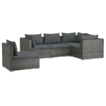 Set Divani da Giardino 5 pz con Cuscini in Polyrattan Grigio