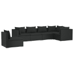 Set Divani da Giardino 6 pz con Cuscini in Polyrattan Nero