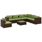 Set Divani da Giardino 8 pz con Cuscini in Polyrattan Marrone