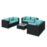 Set Divani da Giardino 7 pz con Cuscini in Polyrattan Nero