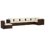 Set Divani da Giardino 7 pz con Cuscini in Polyrattan Marrone