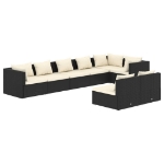 Set Divani da Giardino 8 pz con Cuscini in Polyrattan Nero