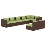 Set Divani da Giardino 8 pz con Cuscini in Polyrattan Marrone