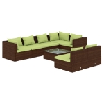 Set Divani da Giardino 8 pz con Cuscini in Polyrattan Marrone