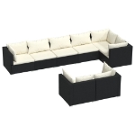 Set Mobili da Giardino con Cuscini 8 pz Nero in Polyrattan