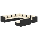 Set Salotto da Giardino con Cuscini 9pz Nero in Polyrattan