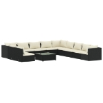 Set Divani da Giardino 12 pz con Cuscini in Polyrattan Nero