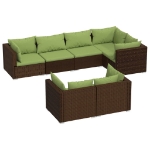 Set Divani da Giardino 7 pz con Cuscini in Polyrattan Marrone