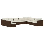 Set Divani da Giardino 10 pz con Cuscini in Polyrattan Marrone