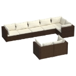 Set Divani da Giardino 8 pz con Cuscini in Polyrattan Marrone