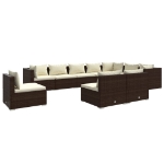 Set Divani da Giardino 10 pz con Cuscini in Polyrattan Marrone