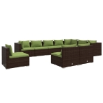 Set Divani da Giardino 10 pz con Cuscini in Polyrattan Marrone