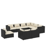 Set Salotto da Giardino 9 pz con Cuscini in Polyrattan Nero