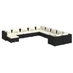 Set Divani da Giardino 11 pz con Cuscini in Polyrattan Nero