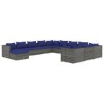 Set Divani da Giardino 12 pz con Cuscini in Polyrattan Grigio