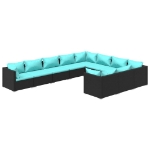 Set Divani da Giardino 10 pz con Cuscini in Polyrattan Nero