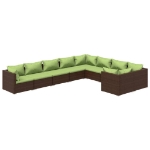 Set Divani da Giardino 9 pz con Cuscini in Polyrattan Marrone