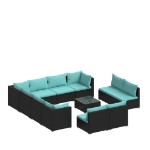 Set Divani da Giardino 12 pz con Cuscini in Polyrattan Nero