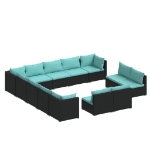 Set Divani da Giardino 13 pz con Cuscini in Polyrattan Nero