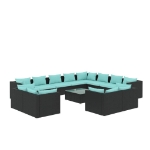 Set Divani da Giardino 13 pz con Cuscini in Polyrattan Nero