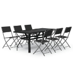 Set da Pranzo per Giardino 7 pz Grigio e Nero