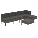 Set Divani da Giardino 6 pz con Cuscini in Polyrattan Grigio