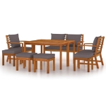 Set da Pranzo da Giardino 9pz con Cuscini Legno Massello Acacia