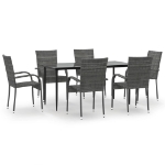 Set da Pranzo da Giardino 7 pz Grigio in Polyrattan