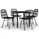 Set da Pranzo da Giardino 5 pz Nero in Polyrattan