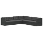 Set Salotto da Giardino con Cuscini 7pz Nero Polyrattan