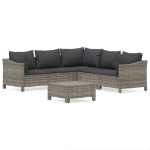 Set Divani da Giardino 6 pz con Cuscini in Polyrattan Grigio