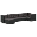 Set Salotto da Giardino con Cuscini 7pz Nero Polyrattan