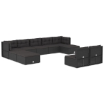 Set Salotto da Giardino 10pz con Cuscini in Polyrattan Nero