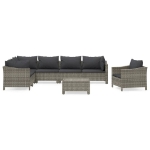 Set Divani da Giardino 8 pz con Cuscini in Polyrattan Grigio