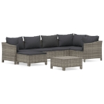 Set Divani da Giardino 7 pz con Cuscini in Polyrattan Grigio