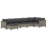 Set Divani da Giardino 7 pz con Cuscini in Polyrattan Grigio