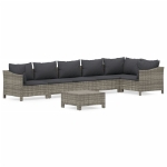 Set Divani da Giardino 7 pz con Cuscini in Polyrattan Grigio