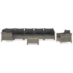 Set Divani da Giardino 8 pz con Cuscini in Polyrattan Grigio