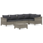 Set Divani da Giardino 6 pz con Cuscini in Polyrattan Grigio