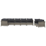 Set Divani da Giardino 8 pz con Cuscini in Polyrattan Grigio