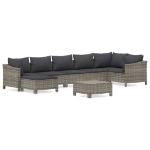 Set Divani da Giardino 8 pz con Cuscini in Polyrattan Grigio