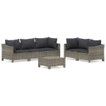 Set Divani da Giardino 6 pz con Cuscini in Polyrattan Grigio