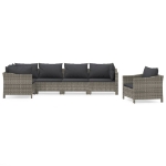 Set Divani da Giardino 6 pz con Cuscini in Polyrattan Grigio