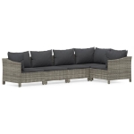 Set Divani da Giardino 5 pz con Cuscini in Polyrattan Grigio