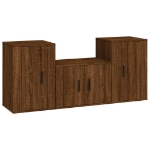 Set Mobili Porta TV 3 pz Rovere Marrone in Legno Multistrato