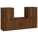 Set Mobili Porta TV 3 pz Rovere Marrone in Legno Multistrato