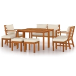 Set da Pranzo da Giardino 9pz con Cuscini Legno Massello Acacia