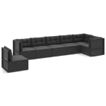 Set Salotto da Giardino con Cuscini 7pz Nero Polyrattan