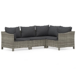 Set Divani da Giardino 4 pz con Cuscini in Polyrattan Grigio